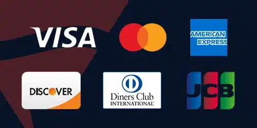 Fanatics sportsbook banking banner with logos of American Express, Discover, VISA, mastercard, JCB, and Diners Club International