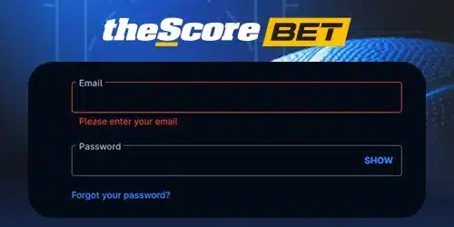 registration form at theScore Bet desk